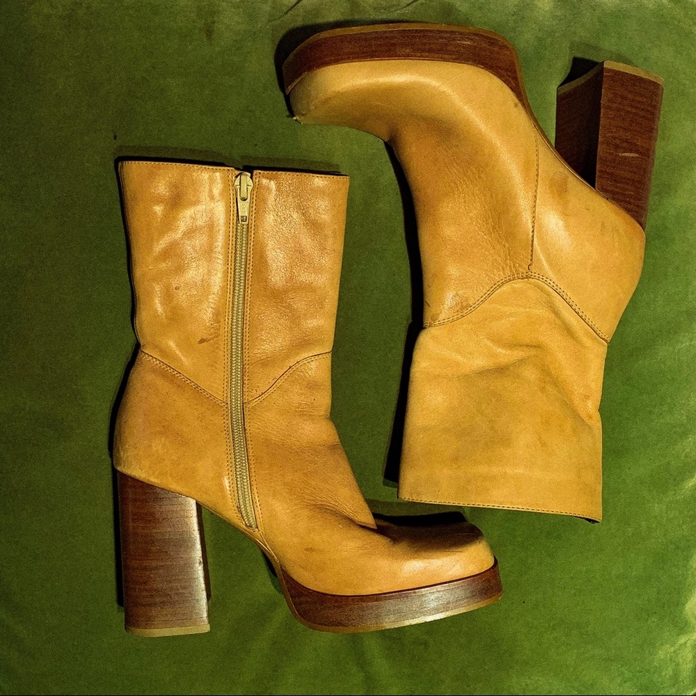 Tan leather Candies heeled boots